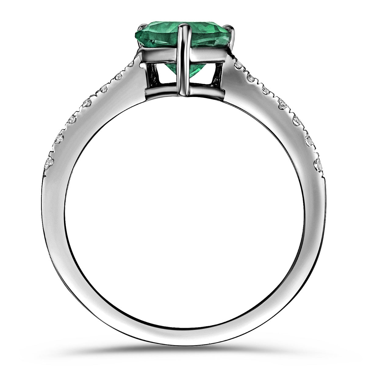 Astra 2.30ct Lab Emerald and Diamond Shoulder Set Pear Cut Ring in Silver